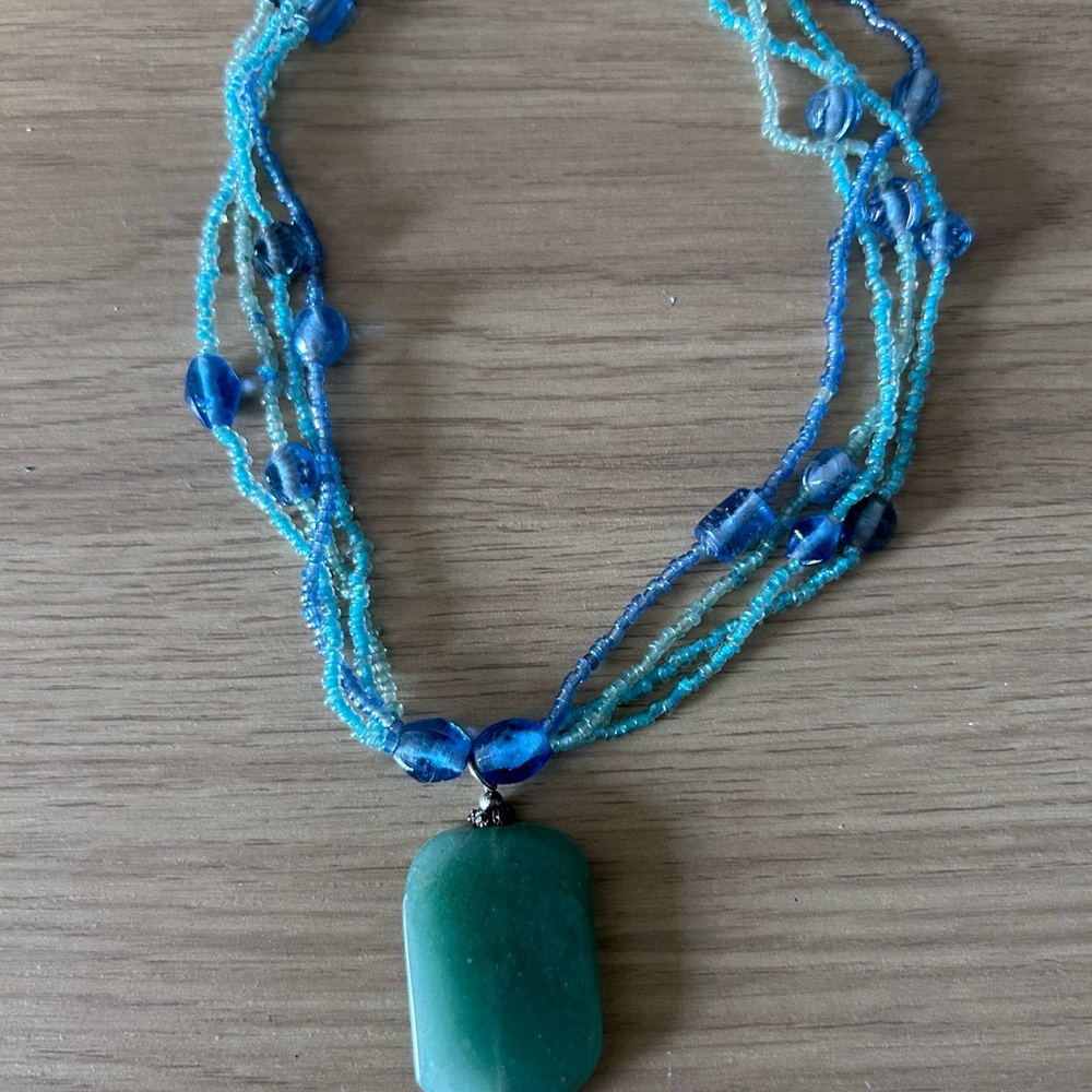 Blue and Green Beaded Necklace